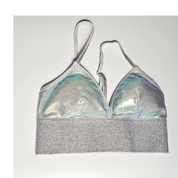 Cute Booty Bra Top Size Small Holographic Rave Club Pole - Picture 3 of 7